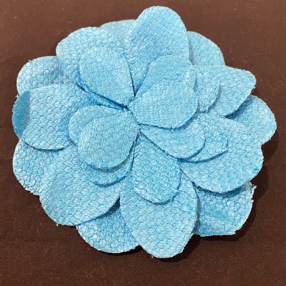 Turquoise Linen Full Blossom Flower Brooch